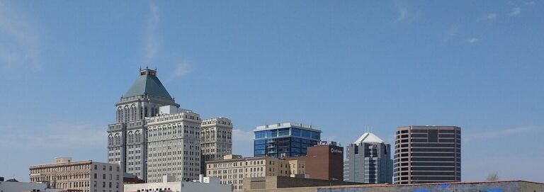 Real downtown Greensboro North Carolina skyline photographed from the Depot
