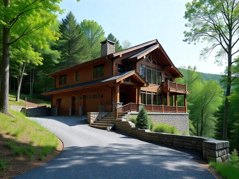 AI-generated illustration of a representative Hayesville area property and building plan, not an actual completed client project.