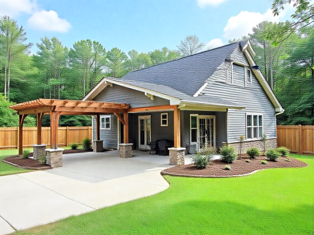 Representative site-plan and construction illustration related to Lot Coverage vs. Impervious Surface in NC: How to Calculate Both