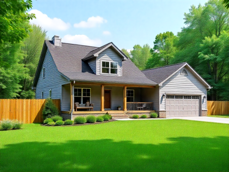 AI-generated illustration of a representative West Jefferson area property and building plan, not an actual completed client project.