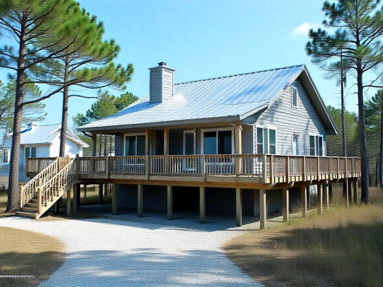 AI-generated illustration of a representative Southern Shores area property and building plan, not an actual completed client project.
